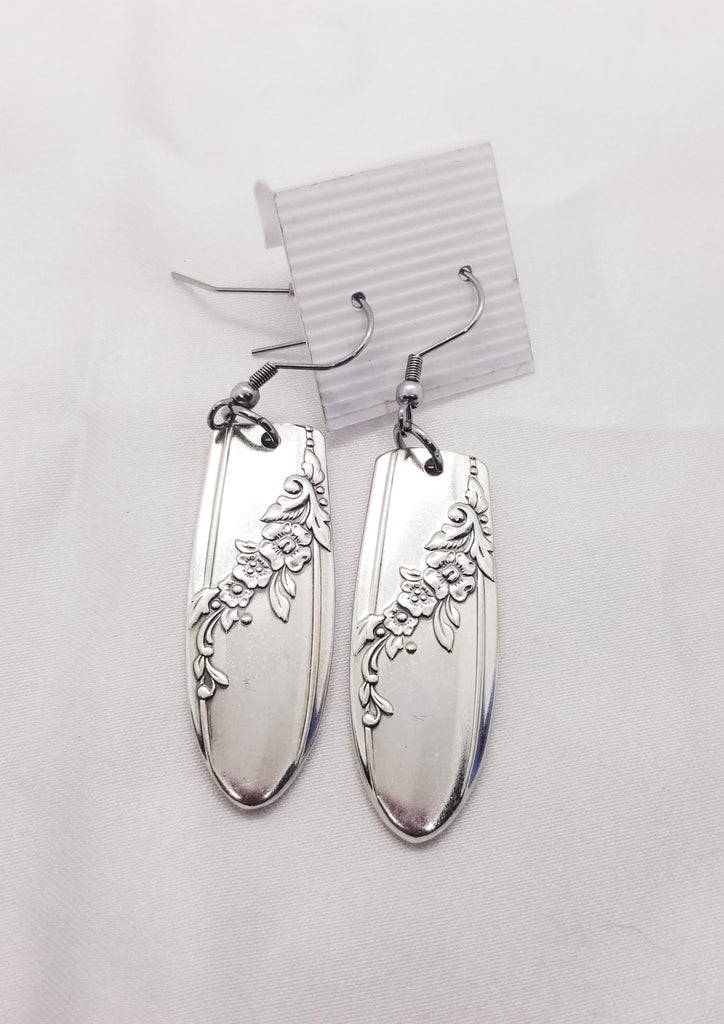 Spoon earrings, floral design - Kpughdesigns