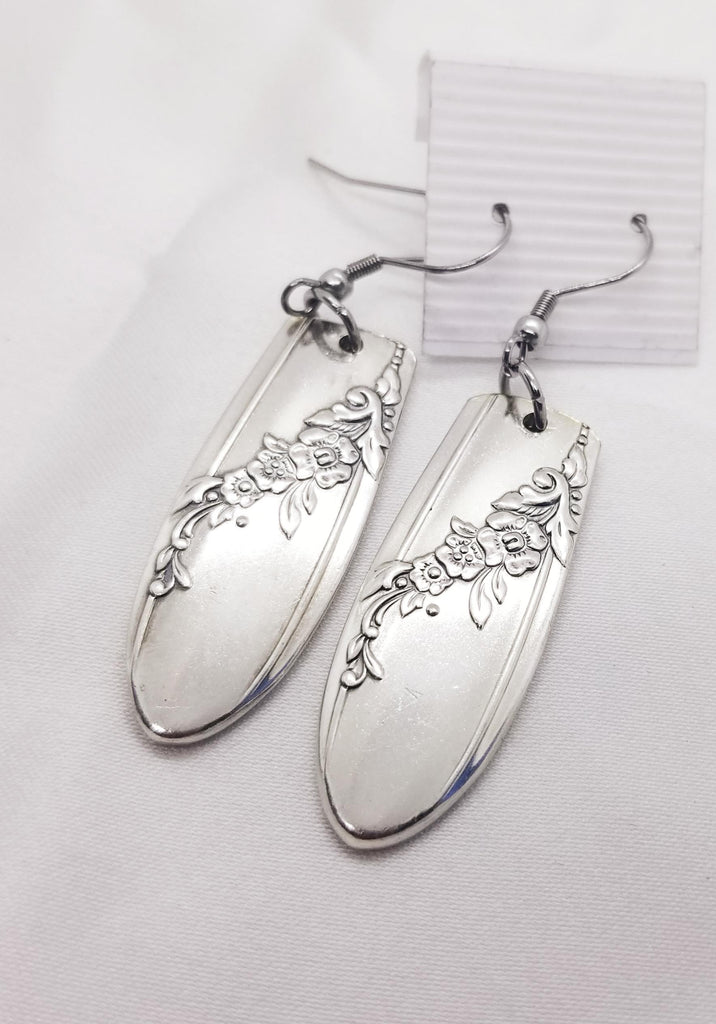 Spoon earrings, floral design - Kpughdesigns