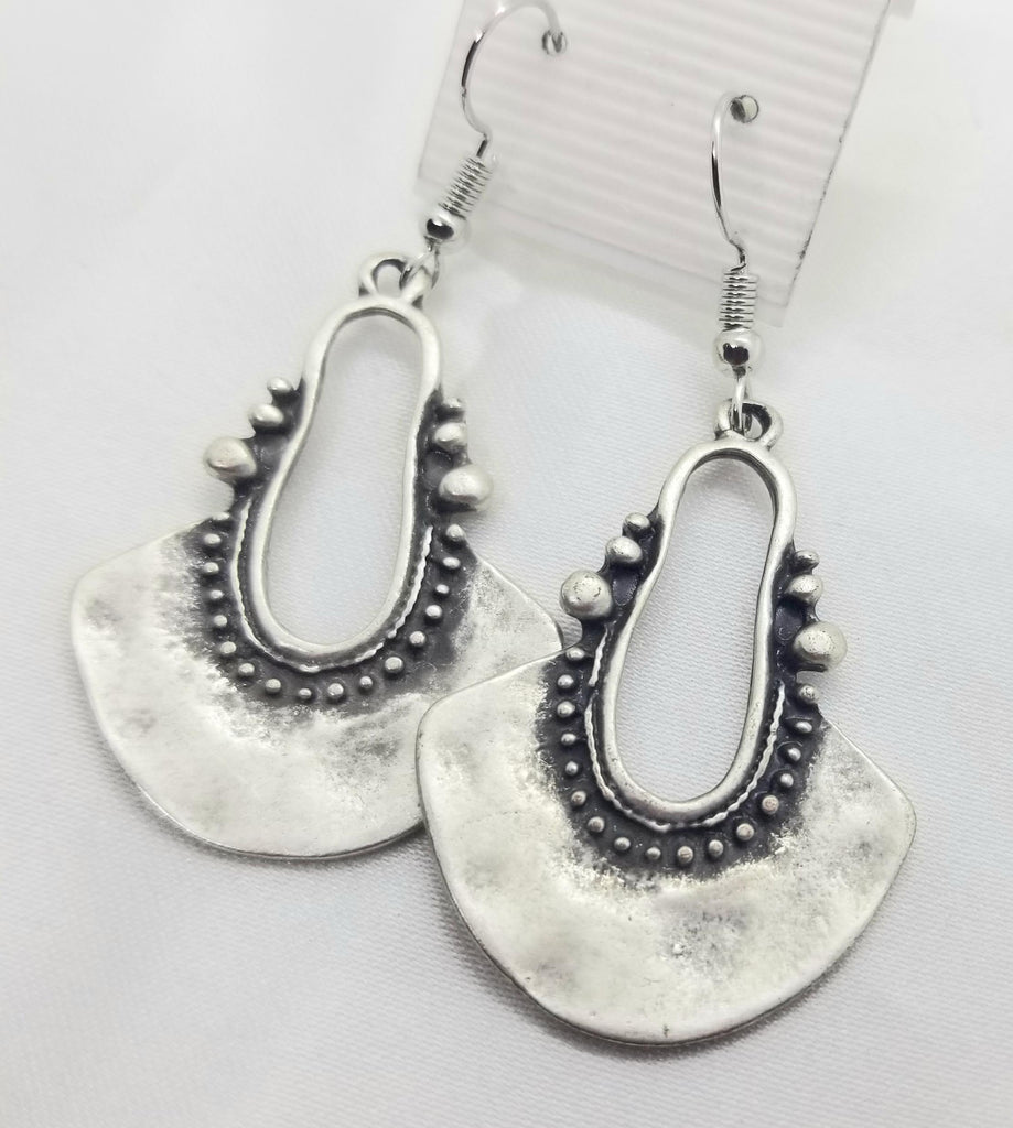 Silver fan style pierced earrings - Kpughdesigns