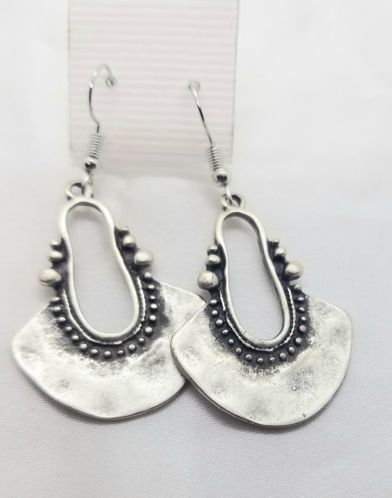 Silver fan style pierced earrings - Kpughdesigns