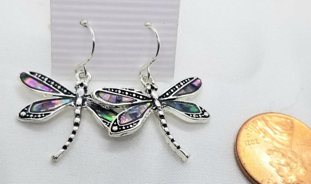 Dragonfly, pierced earrings, abalone - Kpughdesigns