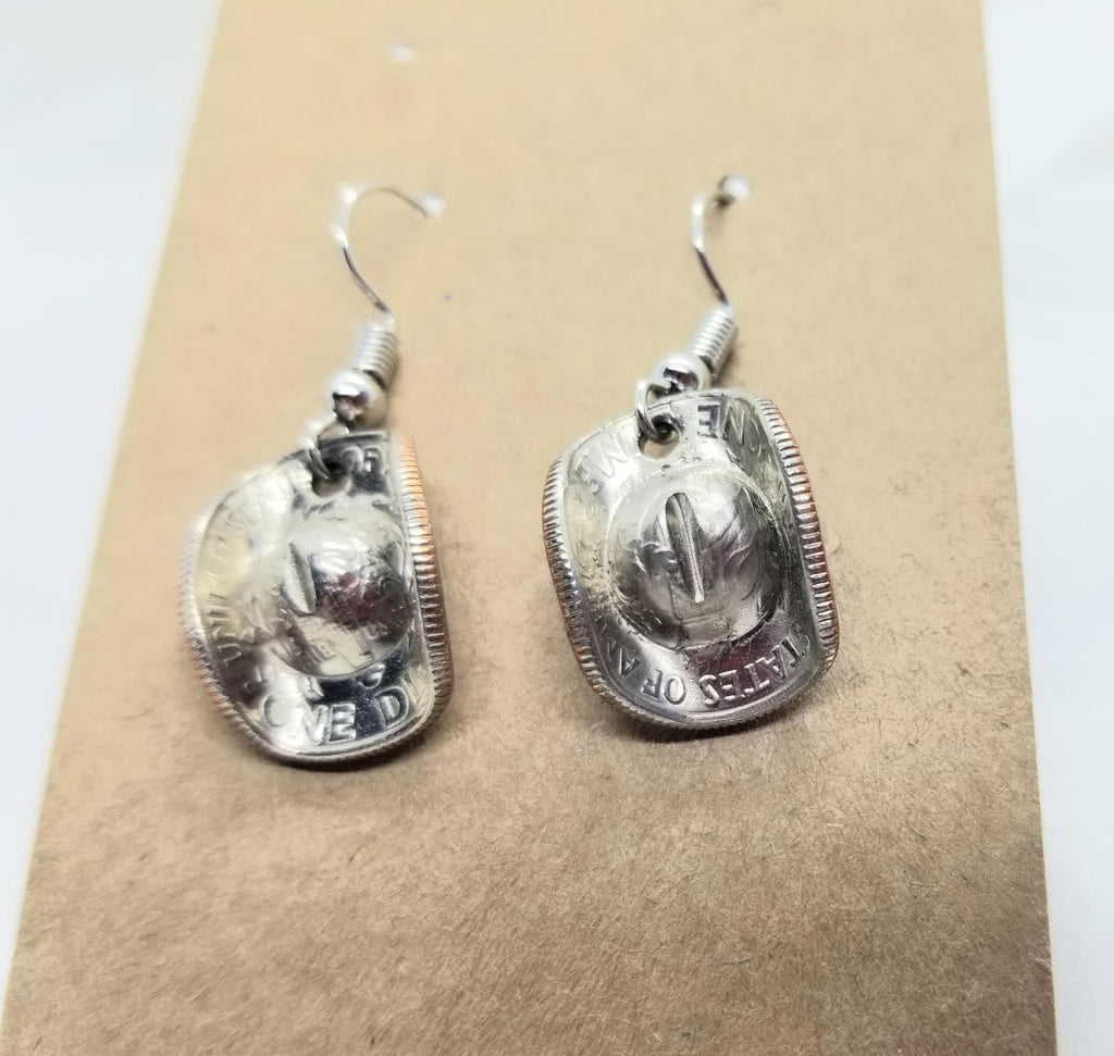 Cowboy hat, upcycled dime earrings - Kpughdesigns