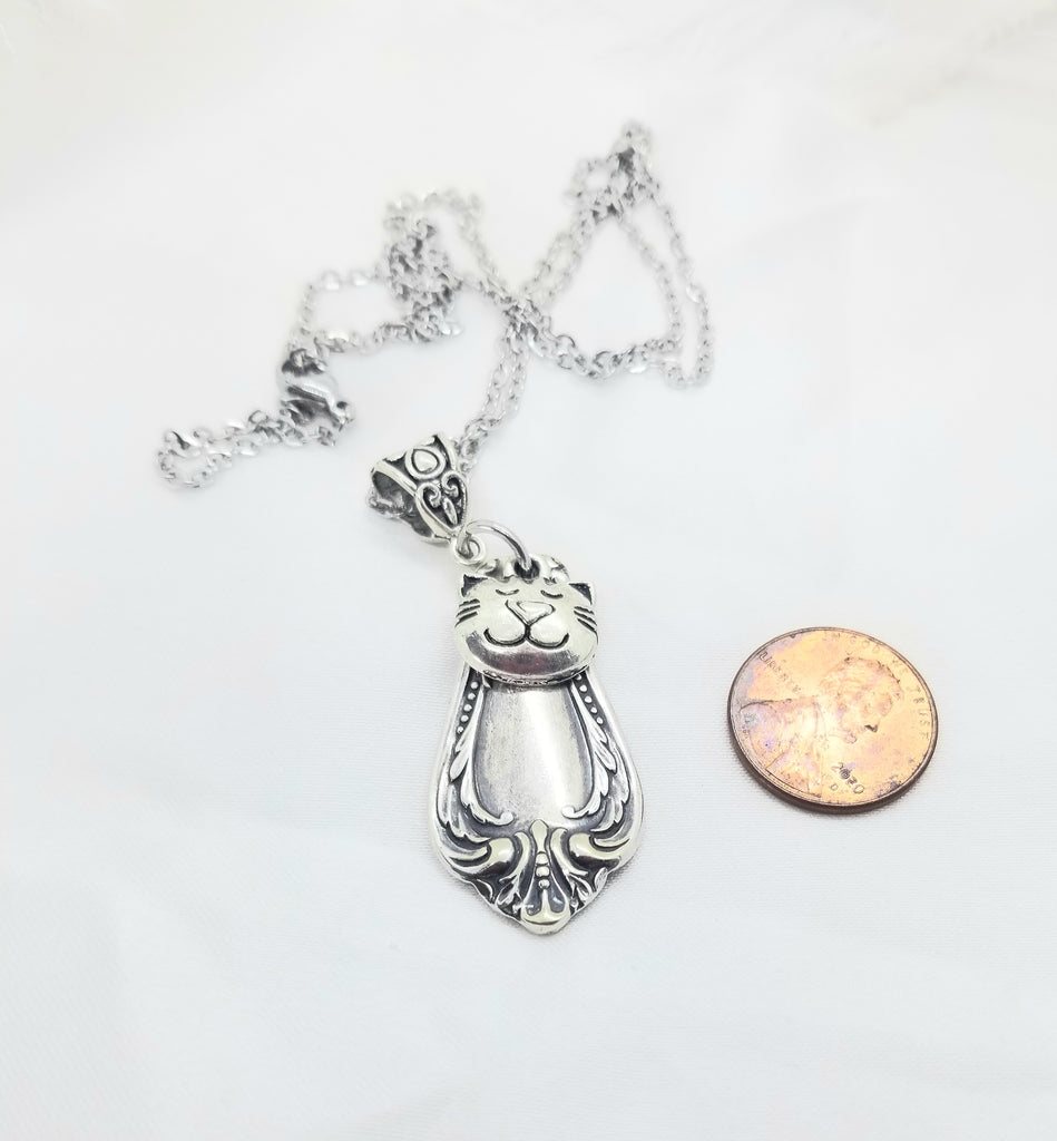 Cat necklace vintage silverware - Kpughdesigns